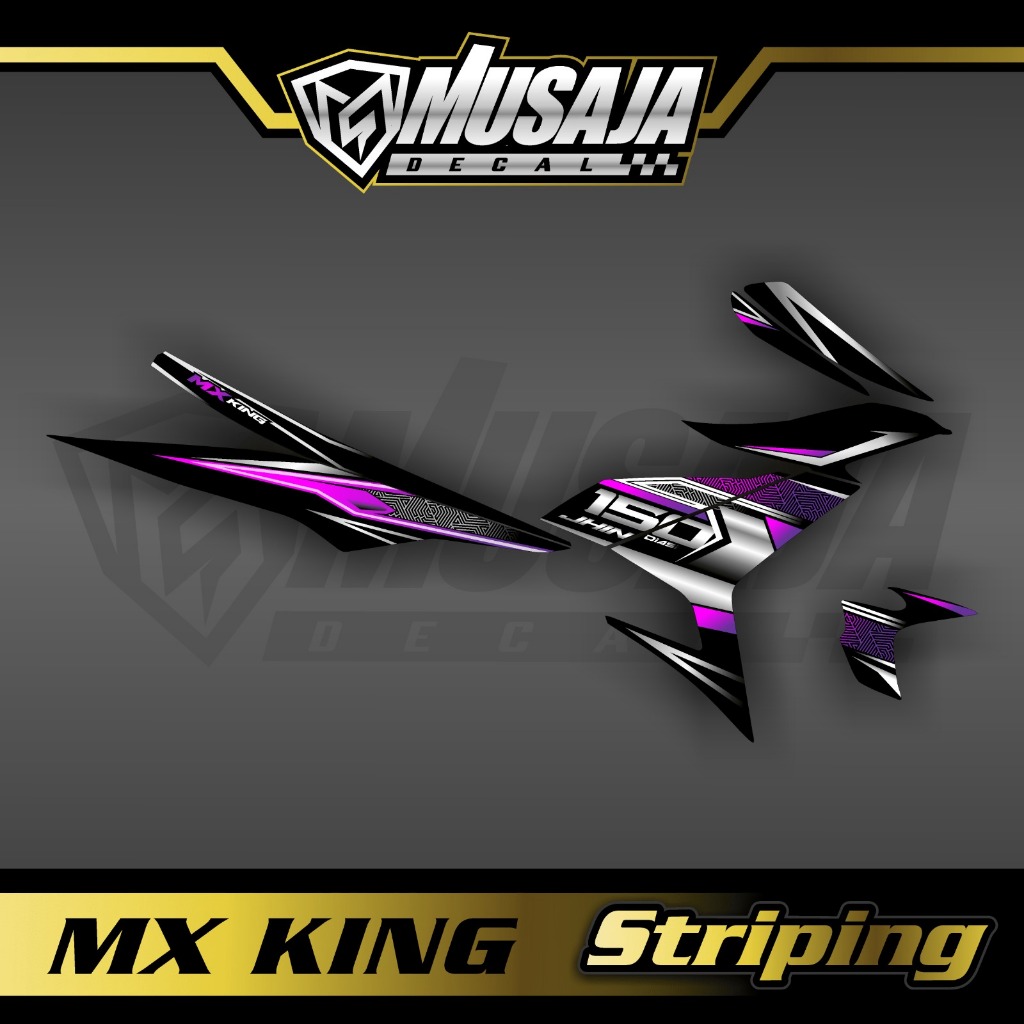 Decal Striping mx king hitam ungu putih - dekal transparan uv mx king
