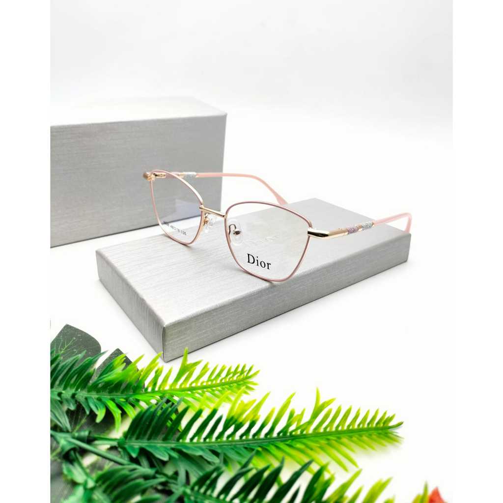 Kacamata New Frem Dior 9808 Lensa Clear Frame Pink Gold Elegant Super Premium