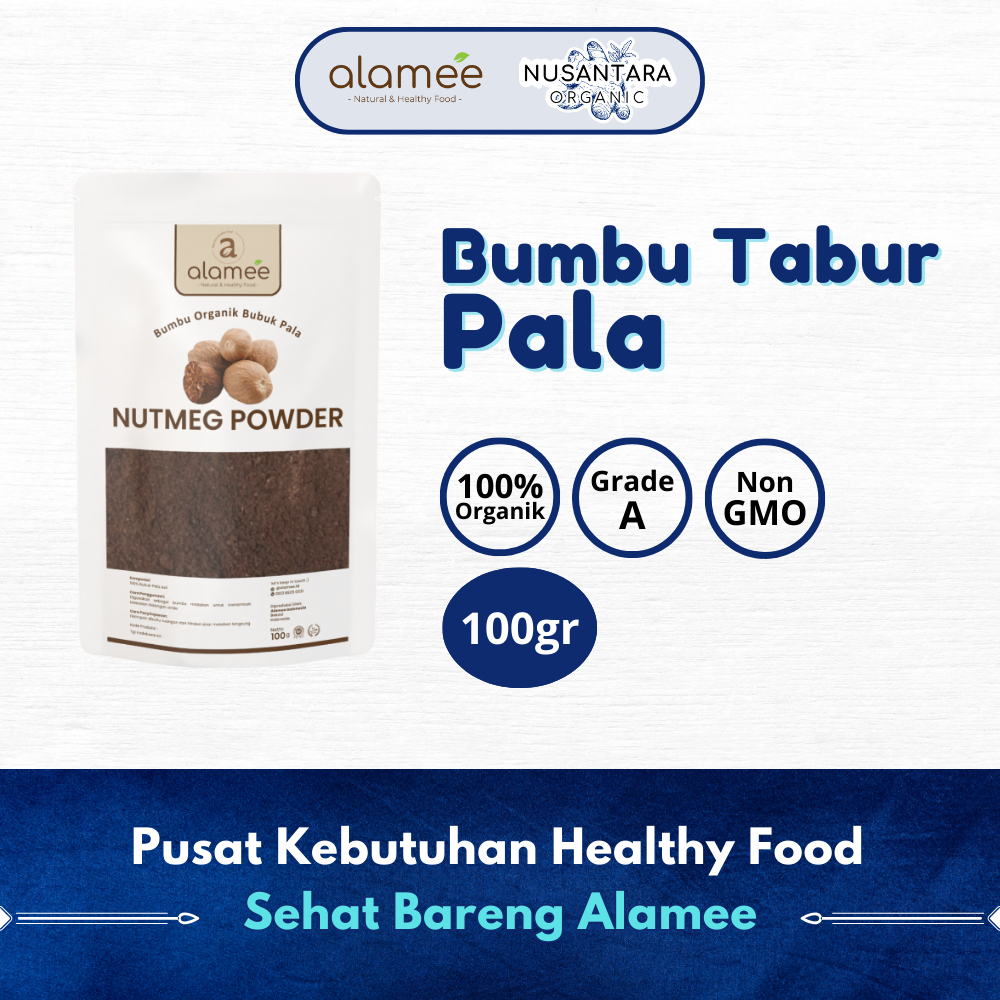 

ALAMEE 100gr Pala Bubuk Bumbu Dapur Nutmeg Seasoning Powder Rempah Murni Asli Tanpa Campuran Organik