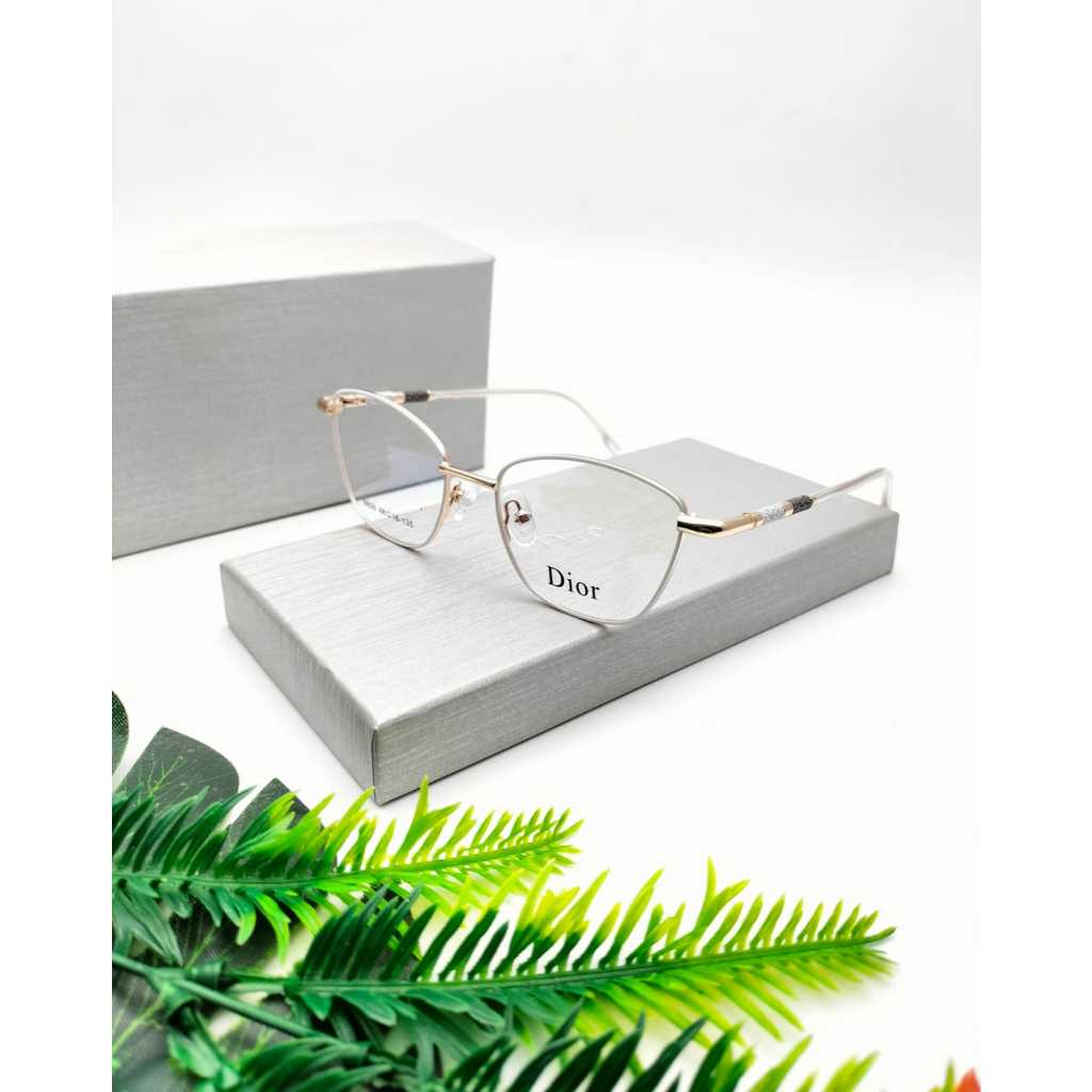 Ready Kacamata New Frem Dior 9808 Lensa Clear Frame Silver Gold Best Seller