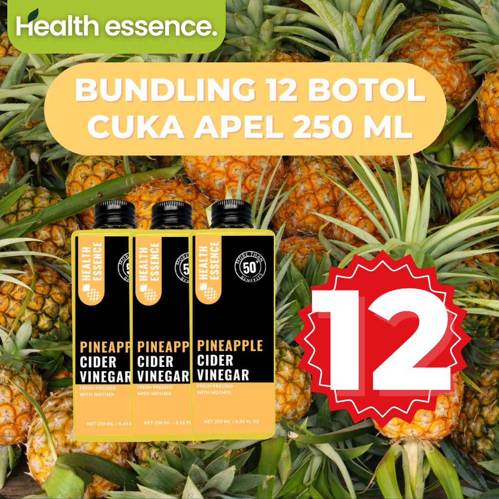 

Health Essence- PAKET 12 BOTOL Cuka Nanas Vinegar With Mother asli tanpa tambahan air untuk Detox dan Diet Herbal