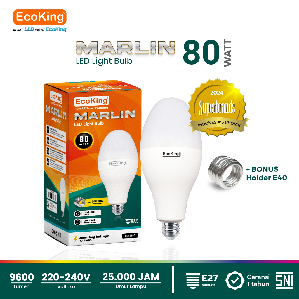 LAMPU LED MERCURY ECOKING MARLIN 50W, 80W CAHAYA PUTIH
