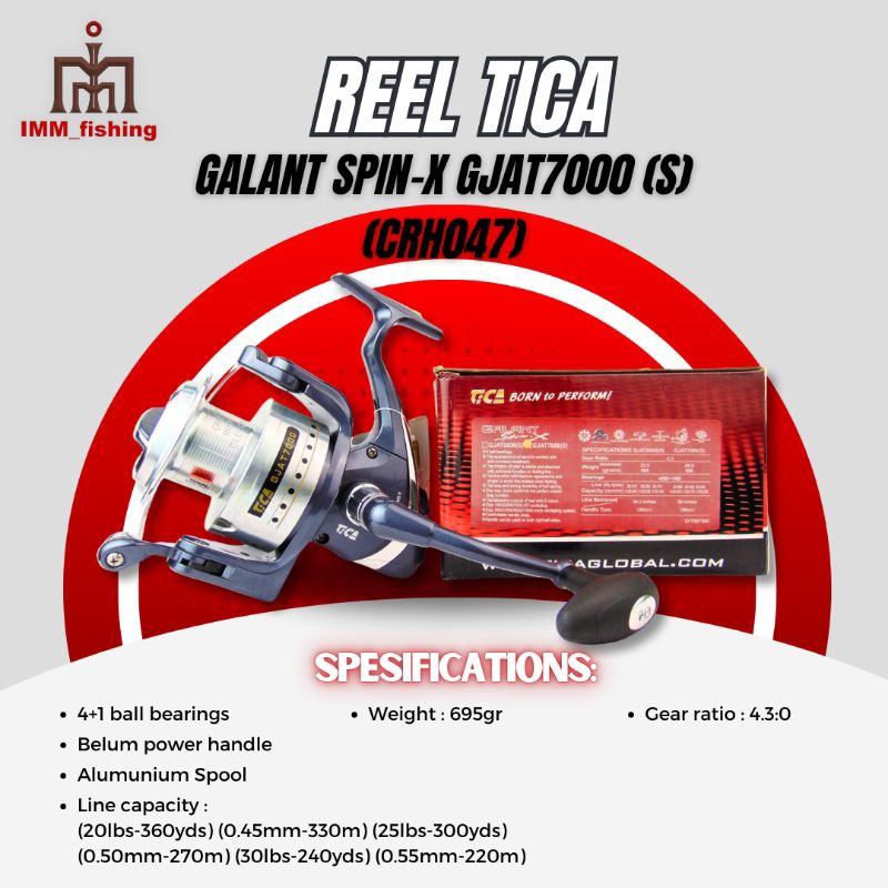 REEL TICA GALANT SPIN-X | Alat Gulungan Pancing | Spinning