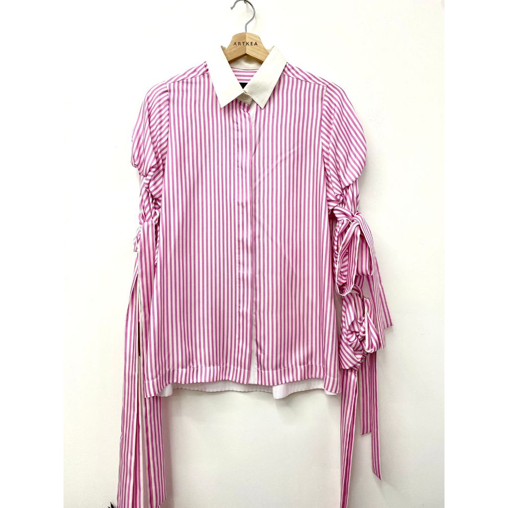 Pink Multi Ribbon Sleeve Shirt - Ukuran S - ARTKEA Stripes for GADIS Special Sale