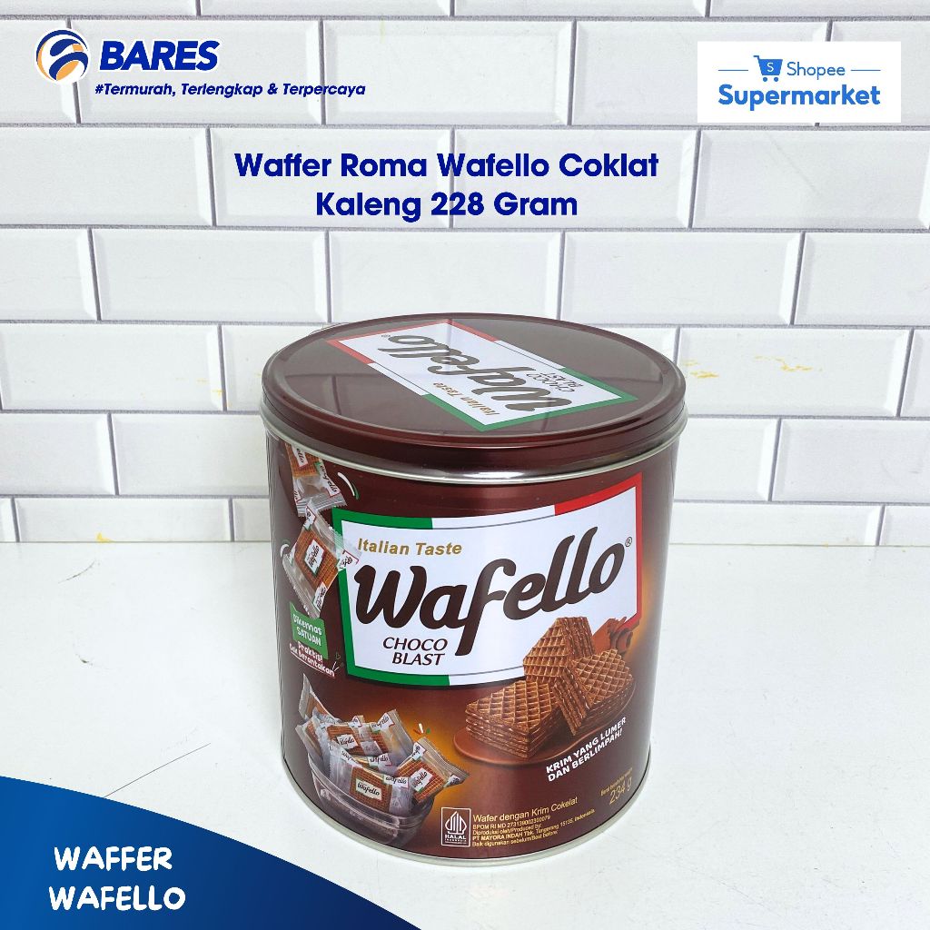 

Waffer Roma Wafello Coklat Kaleng 228 Gram / Waffer Coklat Lebaran