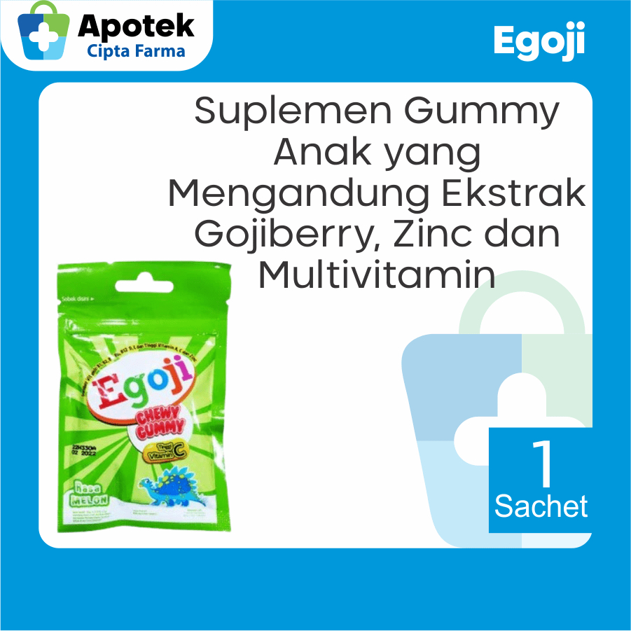 Egoji Gummy Melon Goji Berry Glukosa Air Vitamin A Vitamin B1 Vitamin B2 Vitamin B3 Vitamin B6 Vitam
