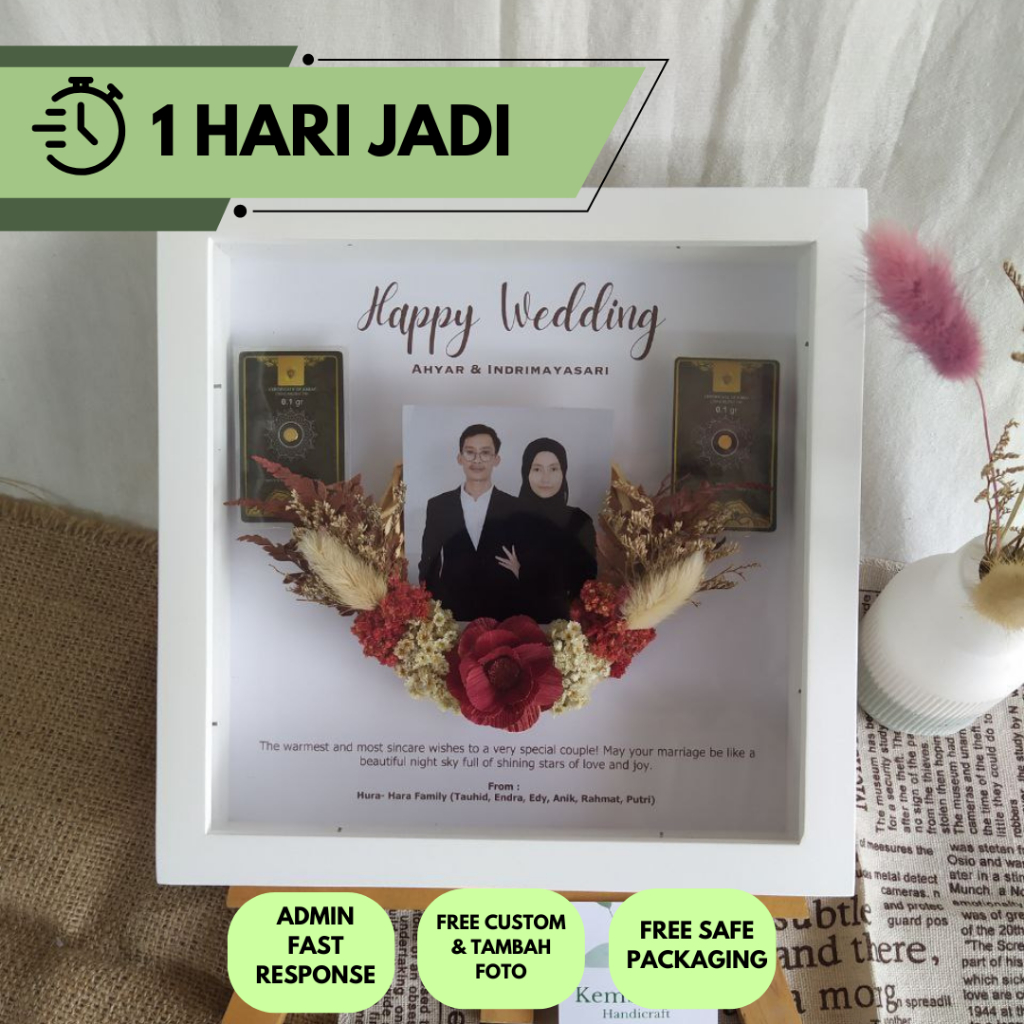 PIGURA 20x20 RUSTIC CUSTOM WEDDING/KADO ULANG TAHUN/KADO PERNIKAHAN/KADO BABY BORN/KADO PURAN TUGAS/