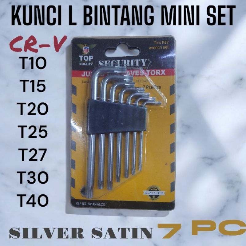 KUNCI L BINTANG SET MINI 7PC SECURITY CR-V SILVER SATIN 2950