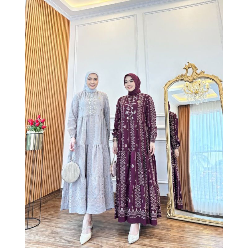 Naflah Midi /Baju Kondangan/Gamis Kondangan/Gamis Lebaran/Baju Lebaran/Gamis Pesta/Gamis Viral/Gamis