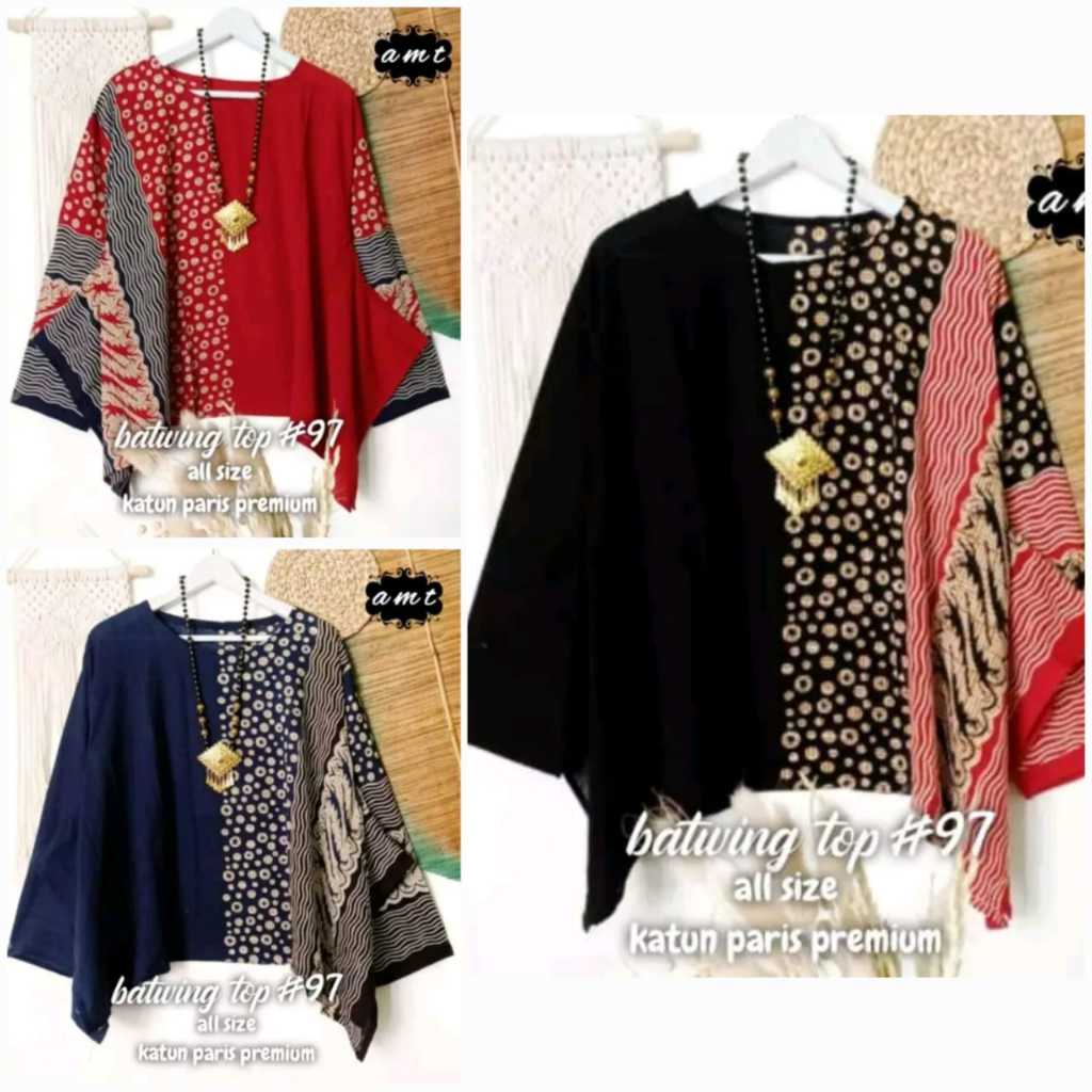 BATWING TOP LAPIS KRIKIL / Blus Batik wanita  Batwing top Batik solo premium ORI Batwing Paris