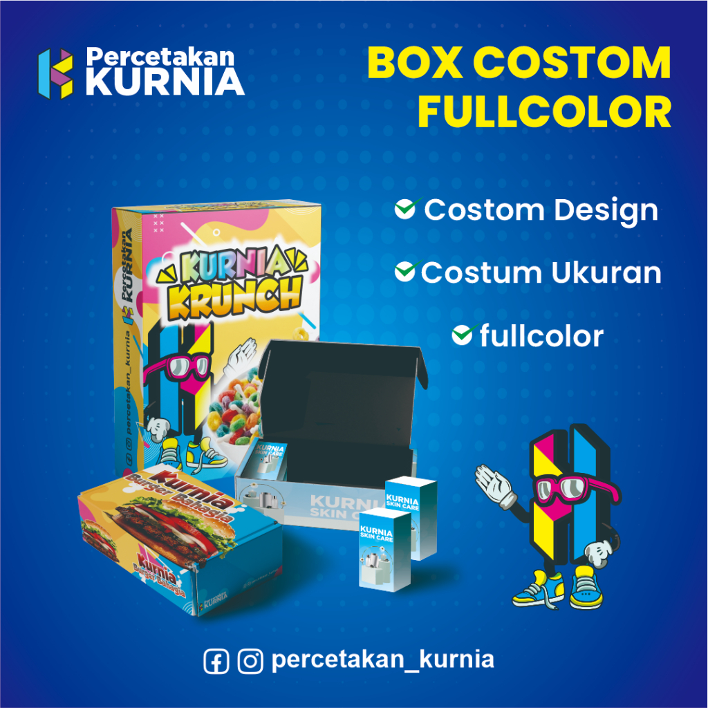 Cetak Custom Dus / Kotak Nasi uk. 20 x 20 x 7 cm (sambung) Full Color