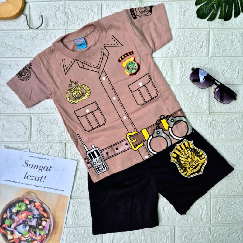 Setelan Baju Kostum Polisi Pakaian Anak Laki Laki Usia 2 Tahun - 9 Tahun Bisa Cod