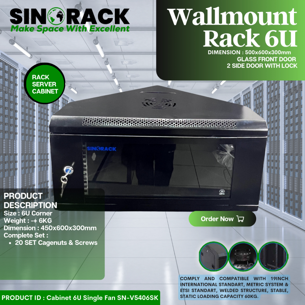 Wall Mount Rack Server Sinorack 6U , Rack Server SIku Type SN-V5406SK