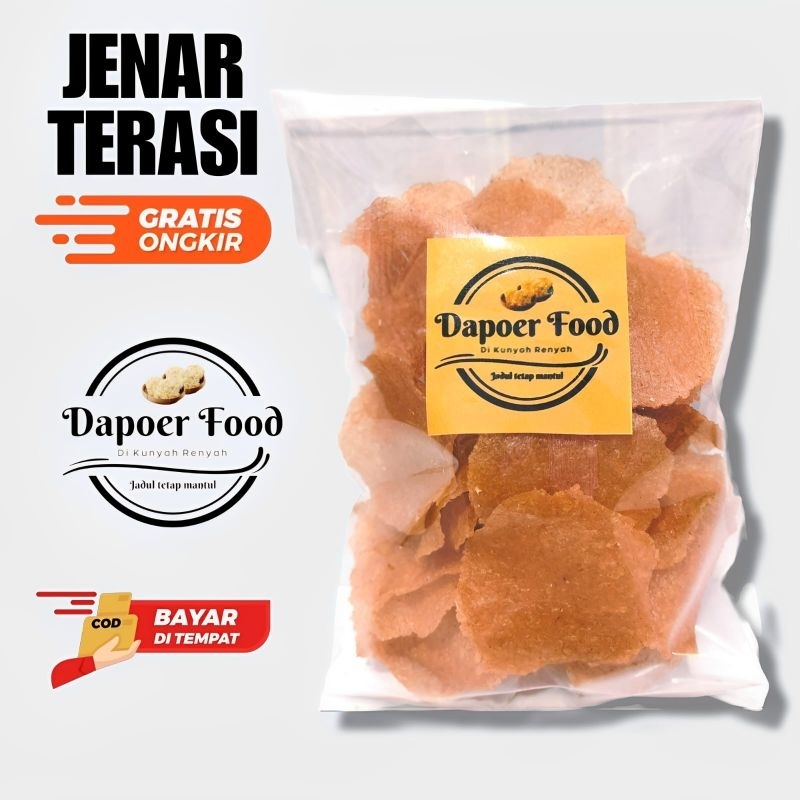 

Kerupuk Gendar Terasi / Jenar terasi mantul Khas Bandung / keripik mentah / makanan tradisional / cemilan tradisional / makanan jadul