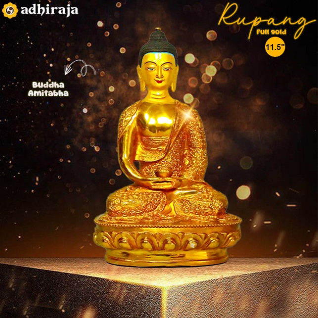 Rupang/Patung 11.5" Buddha Amitabha Full Gold (brass)