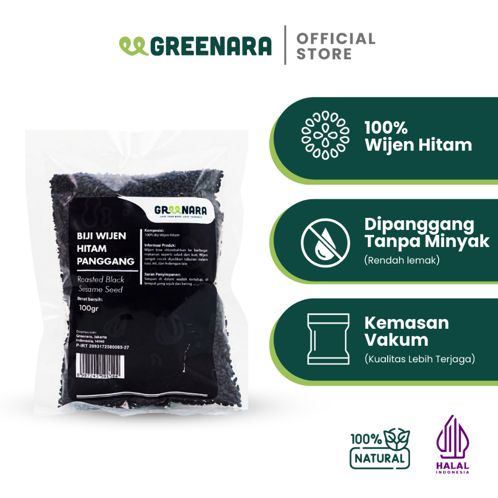 

Greenara - Wijen Hitam Panggang 100gr / Roasted Black Sesame Seed