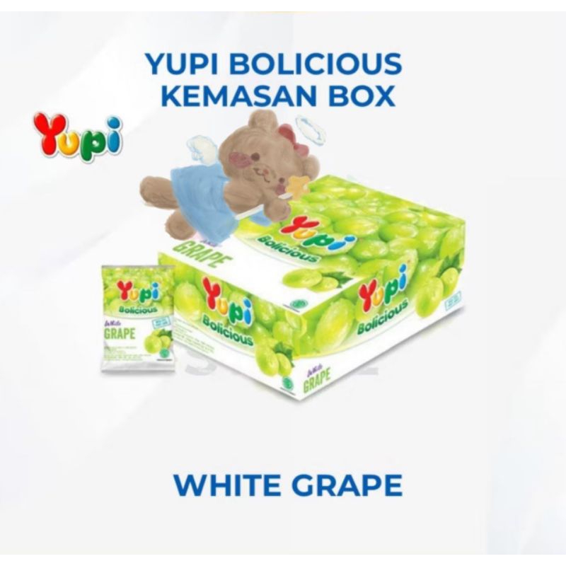 

[ HALAL ] YUPI BOLICIOUS WHITE GRAPE 1BOX ISI 24 PCS