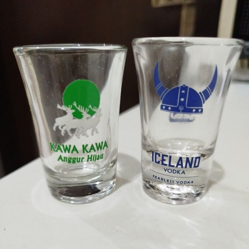 gelas shot sloki beling kaca  kecil merchandise beer soju bir wine anggur vodka mension whiskey minu