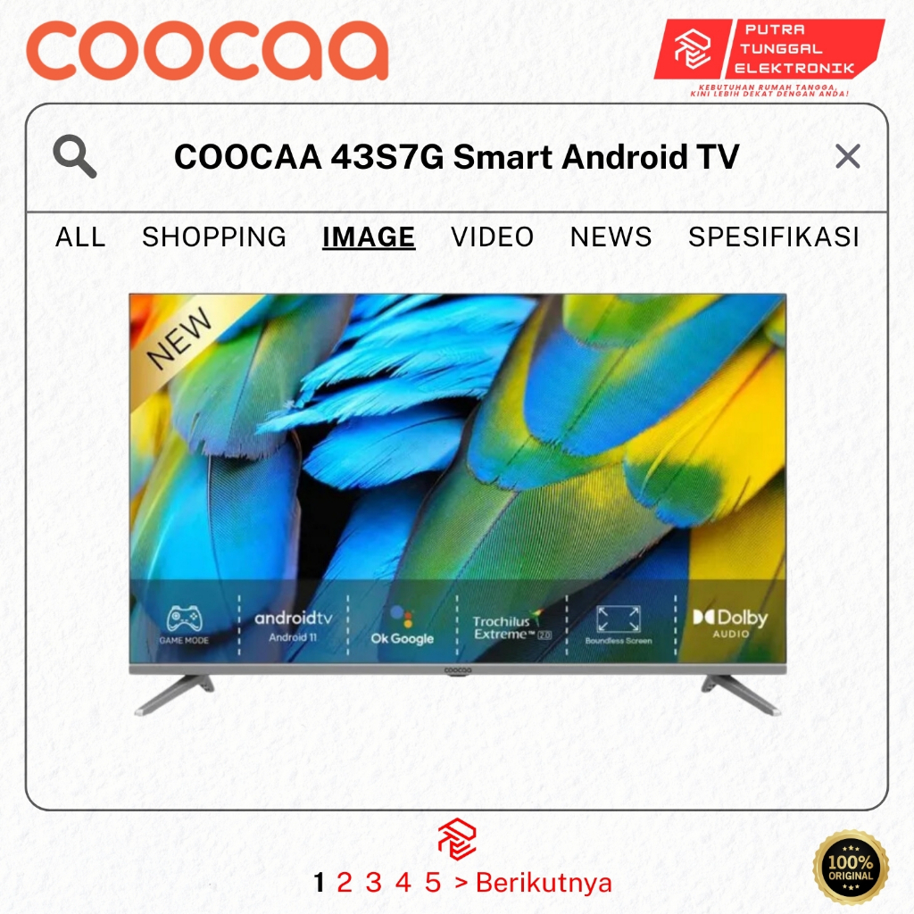 Coocaa 43S7G Smart Android TV PRODUK 100% ORIGINAL COOCAA