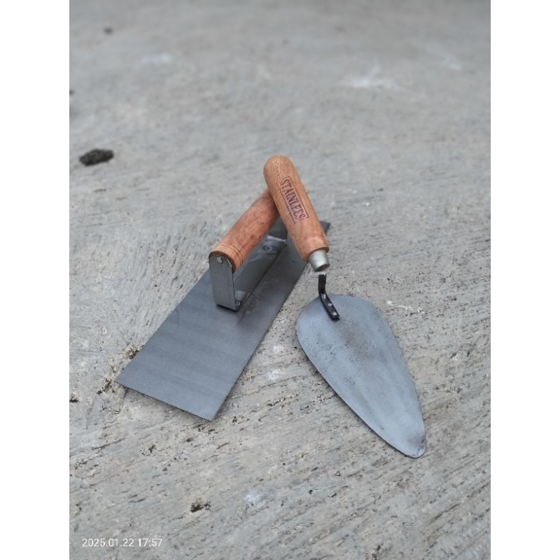 Raskam/Galur stainless gagang kayu-Buat aci semen