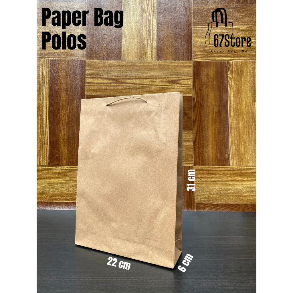 

Tas Kertas Souvenir Polos Paperbag Kraft Samson Buku 22 x 6 x 31cm