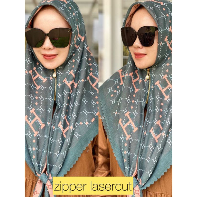 hijab jilbab instant zipper voal motif premium