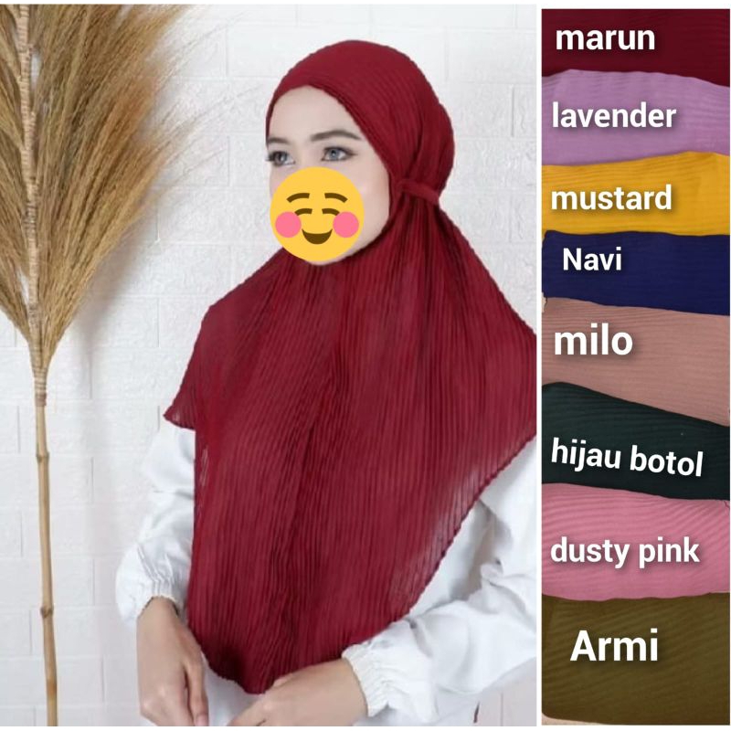 jilbab plisket instan non pet tali.