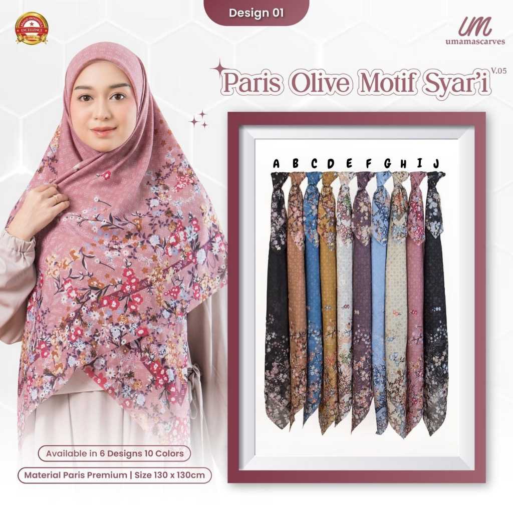UM Umama Scarves Paris Olive Motif Syari V.05