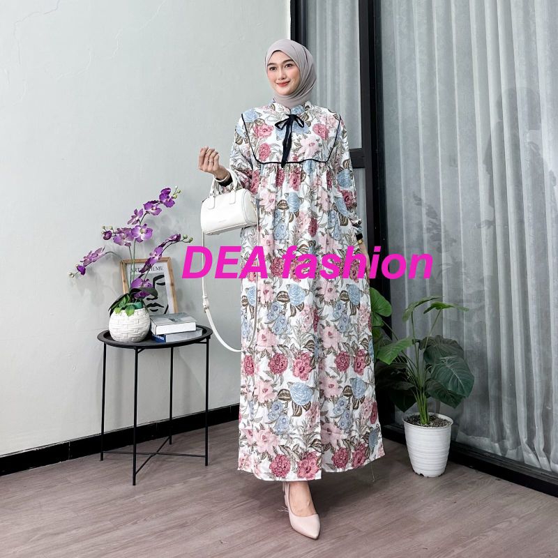 Gamis pita terbaru motif bunga kain rayon premium/ gamis kekinian santai bumil busui jumbo/ gamis ra