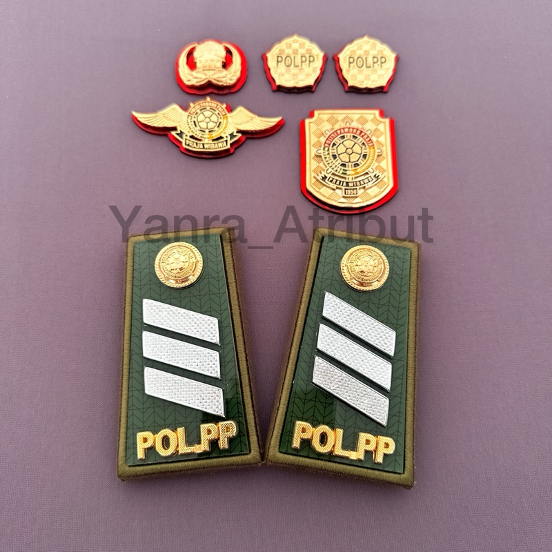 Atribut Paket Lengkap Satpol Pp Pin Korpri / Wing Pol pp / Monogram Pol pp / Kewenangan Pol pp