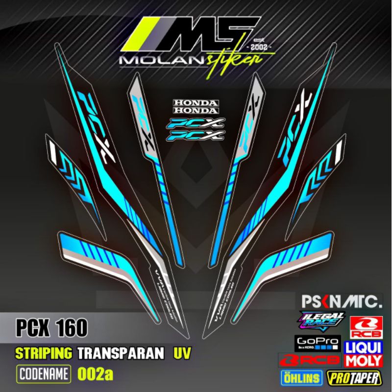 Decal Sticker Striping Variasi Transparan Uv PCX 160 All New Honda PCX 160 2025 PCX 160 2022-2025 PC