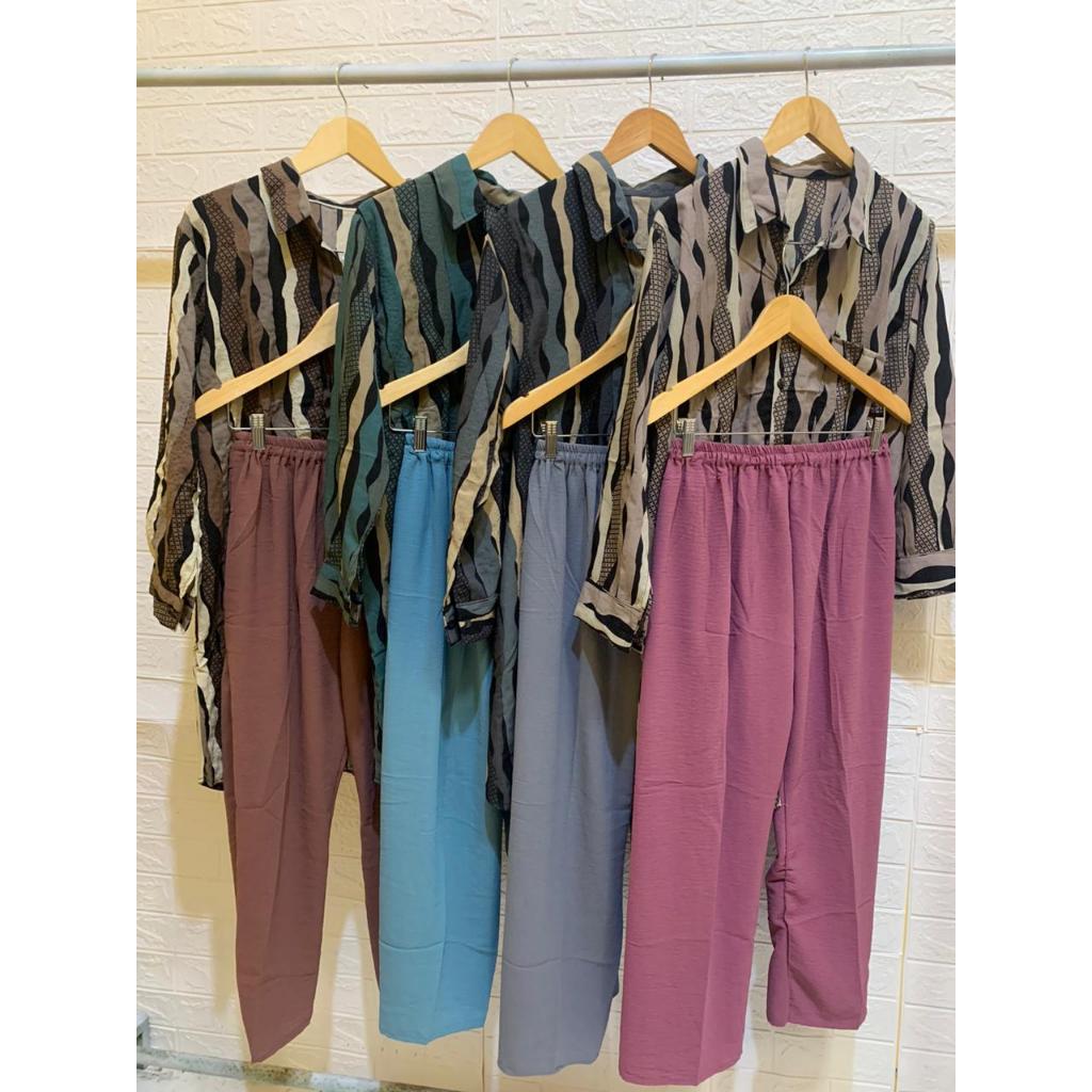 ONESET CRINKLE KEKINIAN JUMBO SETELAN BAJU TUNIK