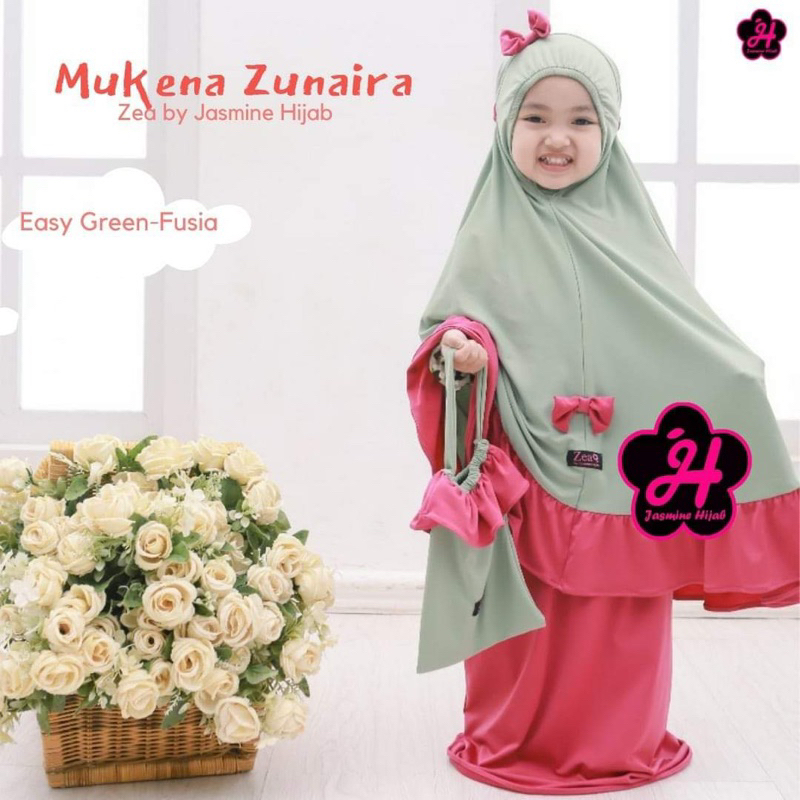 ZEA - Mukena Zunaira Motif Polos Bahan Jersey korea size L