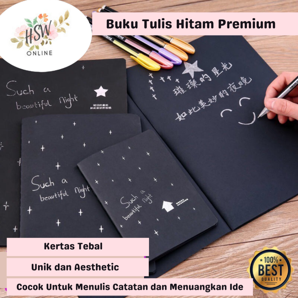 

Buku Tulis Kertas Hitam Tebal Buku Catatan Jurnal Notebook Polos Unik Estetik