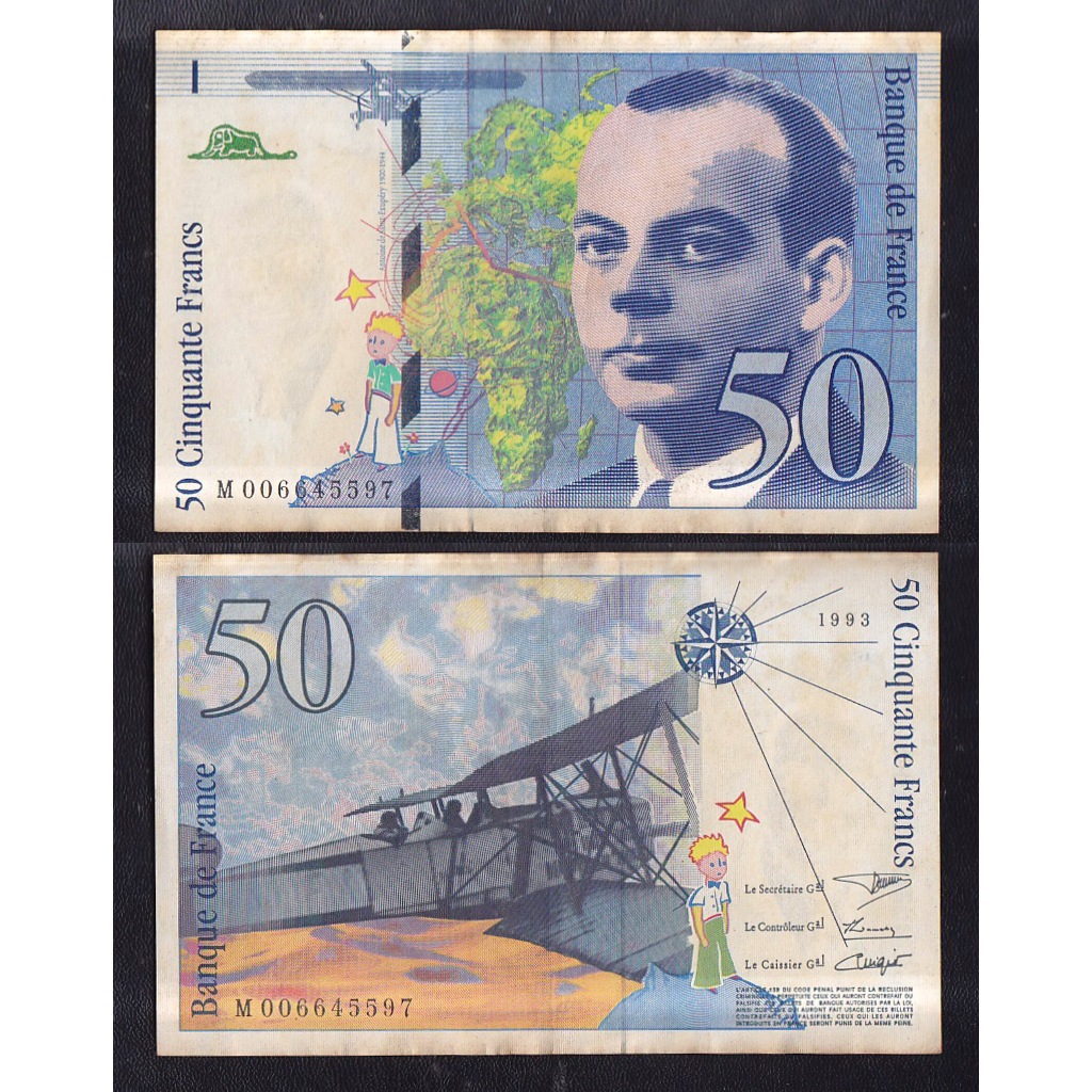 Uang kertas asing Perancis 50 Francs tahun 1993