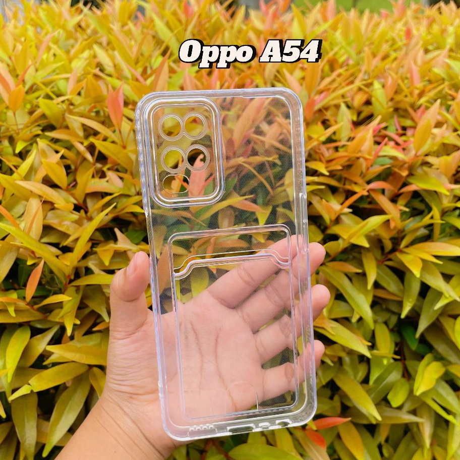 Softcase Slot Kartu OPPO A54 Case Clear Soft Casing Ponsel Wallet Card