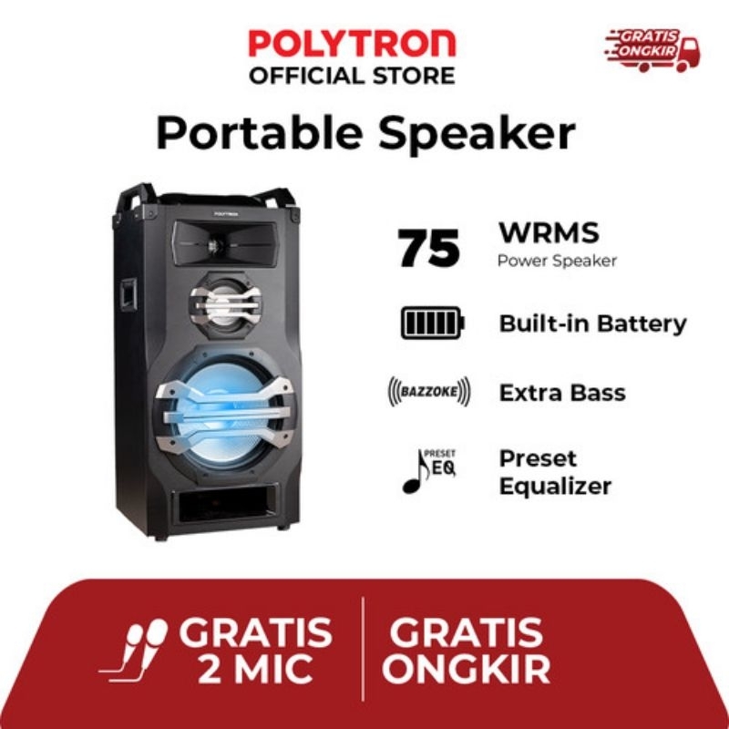 SPEAKER ACTIVE POLYTRON PTS 12KF15 PTS12KF15 PORTABLE AUDIO DOUBLE WOOFER 12INCH 13IN 12" 12 INCH SU