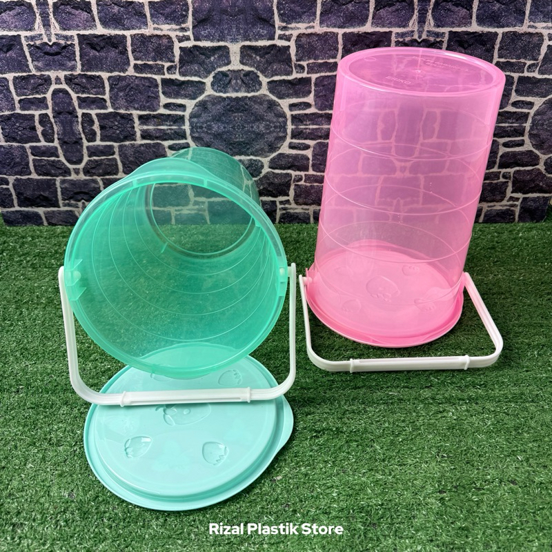 ( 3 PCS ) TOPLES BULAT GAGANG 5 LITER ERIKO/TOPLES MAKANAN/TOPLES BULAT WARNA PLASTIK/TOPLES SERBAGU