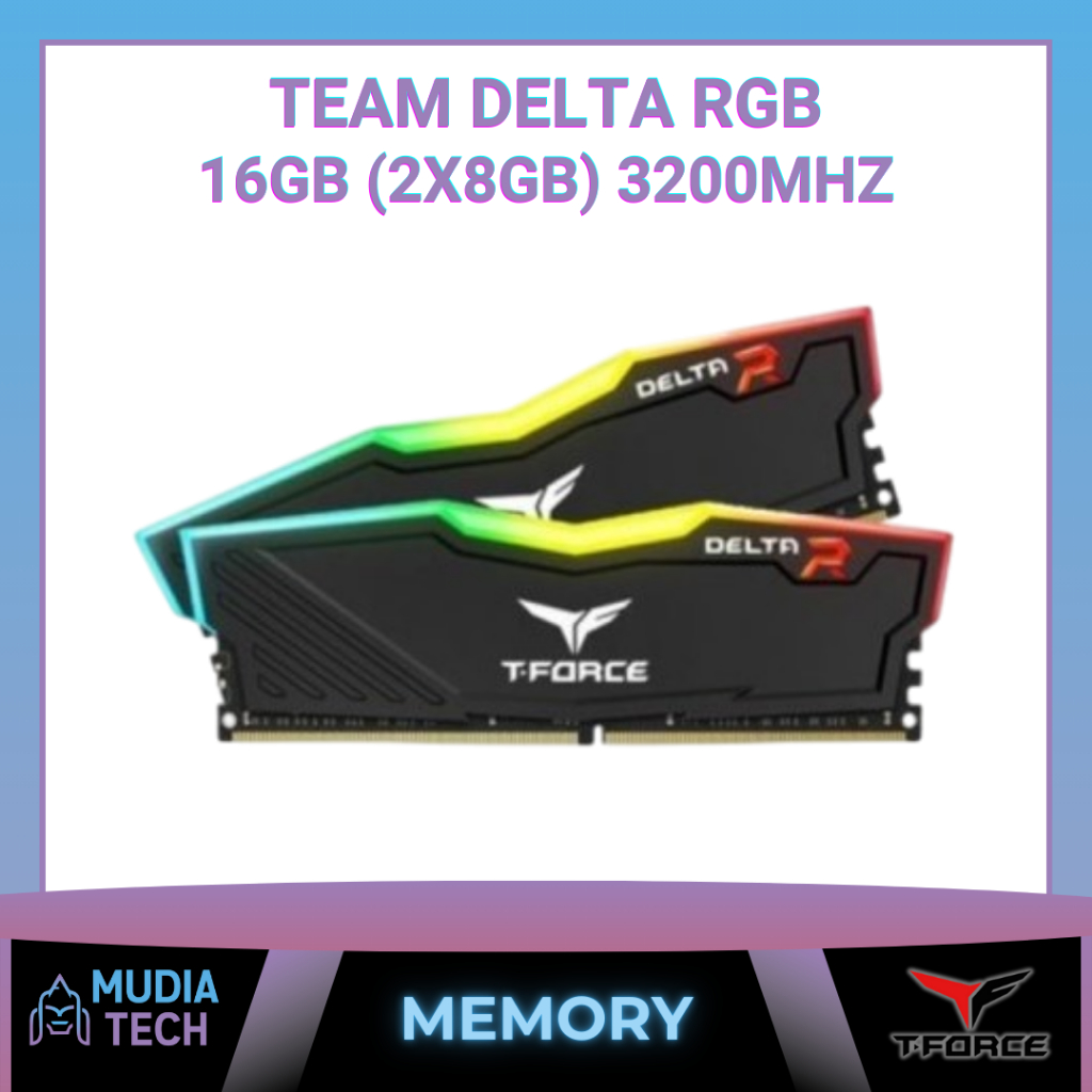 MEMORY RAM TEAM DELTA RGB 16GB (2x8GB) 3200MHz | 16GB (2x8), 3200 MHz, RGB Lighting