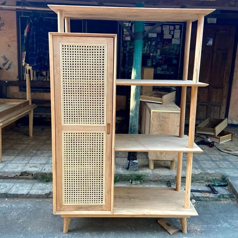 rak minimalis rak buku jati rak buku rotan rak buku jati rotan furniture retro minimalis