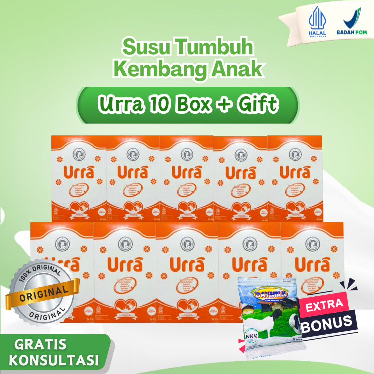 

Susu URRA - Susu Kambing Saneen Untuk Penambah Berat Badan & Tinggi Badan Anak - 10 Box + GIFT