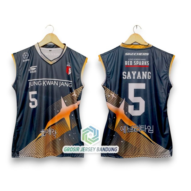 Jersey Voli Cewek Fullprinting Red Spark