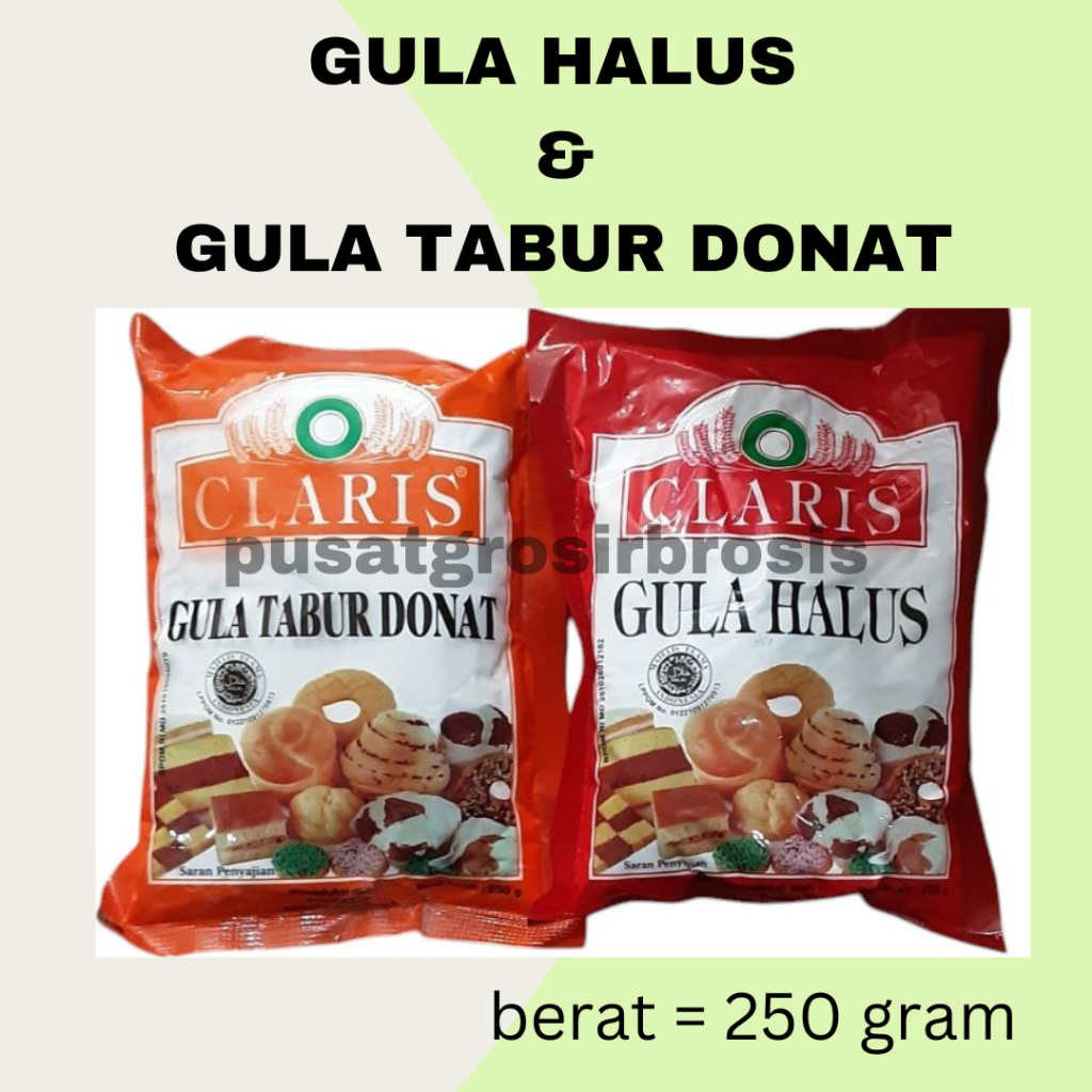 

Gula Tabur Donat 250 Gram / Gula Halus Claris 250 gram