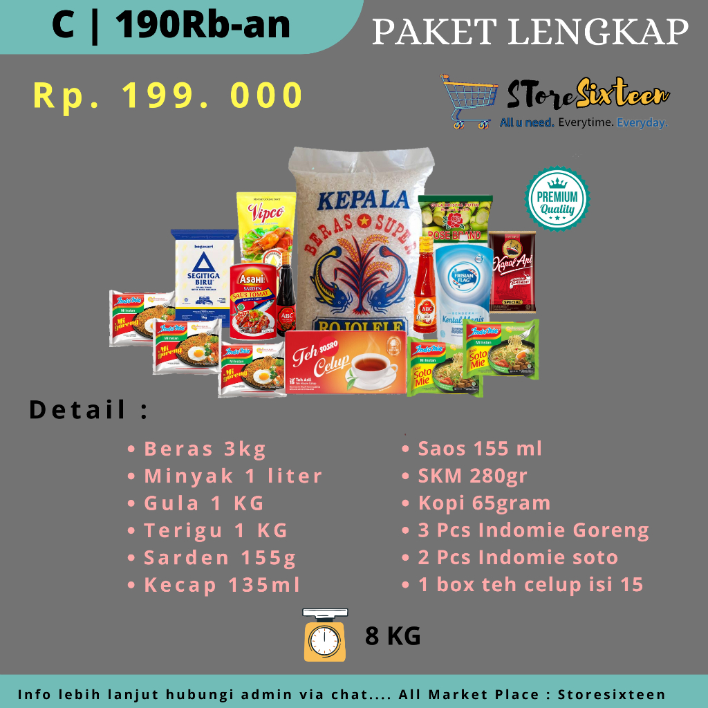 

Paket Sembako Murah Lengkap C / Paket Sembako Murah By Storesixteen