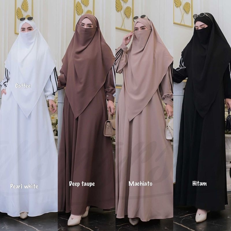 HALIMAH SET SYARI ALEXA ANTI UV  SET SYAR’I BY ARSY HIJAB JILBAB FRENCH KHIMAR SYARI UMROH HAJI HITA
