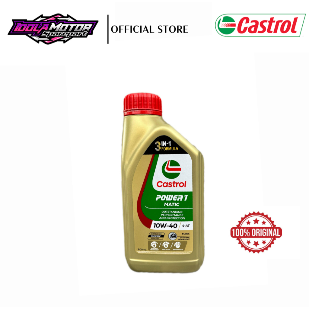 oli CASTROL POWER1 MATIC 10W-40 800ML ORIGINAL oli castrol powerone matic 10w40 800ml original murah