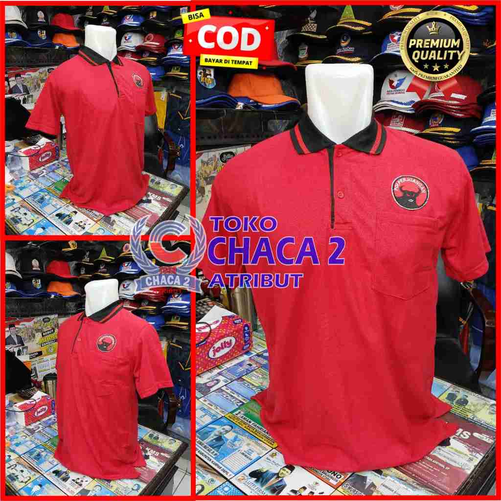 kaos kerah partai pdip/kaos polo partai pdi perjuangan lengan pendek/baju kaos partai pdi perjuangan