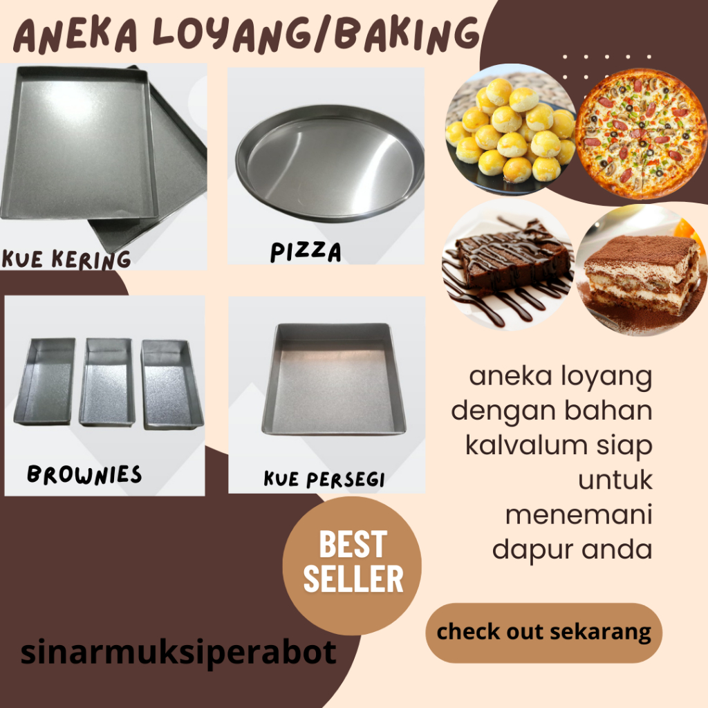 Loyang Kue Brownies Pizza Bolu Nastar Kukus Panggang Bulat Persegi Anti Lengket Kalvalum Tebal
