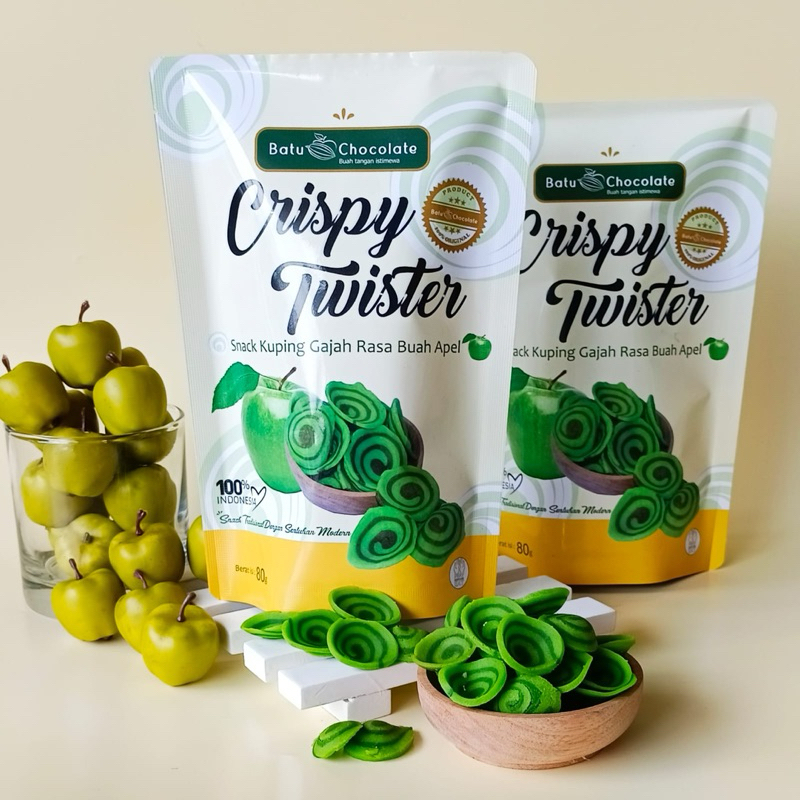 

Batu Chocolate - Kuping Gajah Apel - Apple Crispy Twister - Oleh oleh Khas Batu Malang - Snack Enak