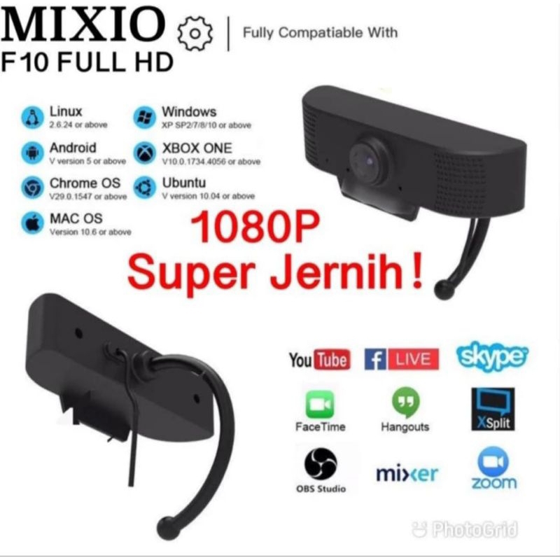 Mixio F10 Full HD Webcam 1080p with Microphone Web Cam 1080p Full HD